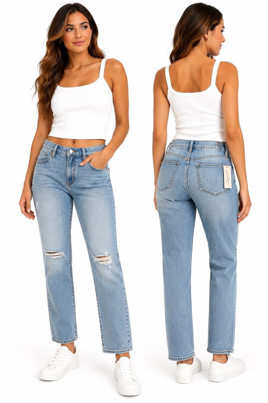 Universal Thread Women’s Jeans 10/30R Light Wash Distressed Ripped Straight Leg